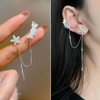 Crystal Bloom Tassel Earrings