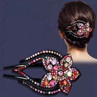 Elegant Rhinestone Flower Hair Clip for Women