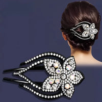 Elegant Rhinestone Flower Hair Clip for Women