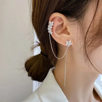 Crystal Bloom Tassel Earrings