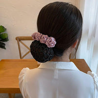 Rose Flower Hair Bun Net With Clip