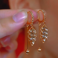 Royal Leaf Crystal Earrings