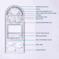Multifunctional Geometric Plastic Ruler
