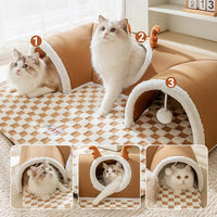 Soft Warm Cushion Indoor Cat Playing Tunnel Bed