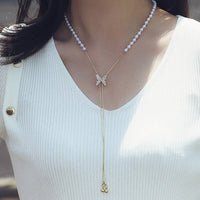 Luxury Butterfly Pearl Chain Necklace
