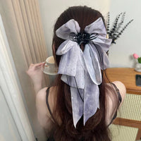Ribbon Mesh Bow Hair Clamp Grab Clip