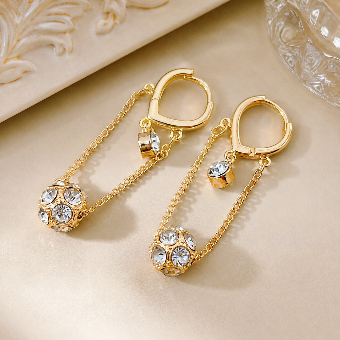 Crystal Dangling Bloom Earrings