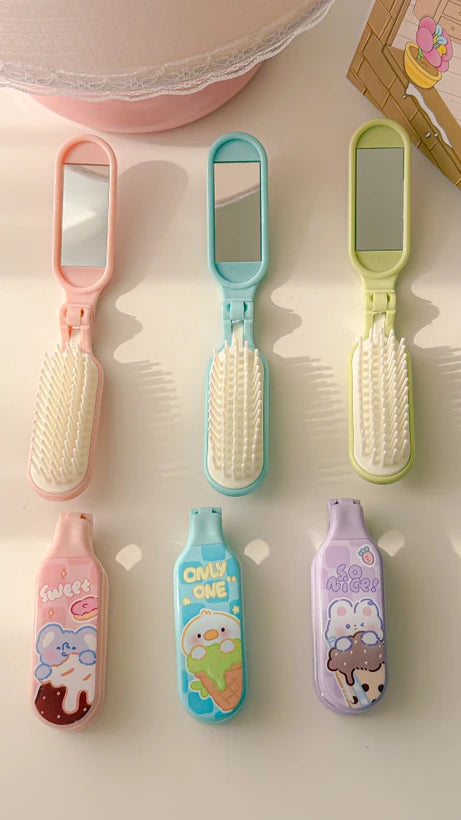Foldable Mirrors  Designed Hair Brushes