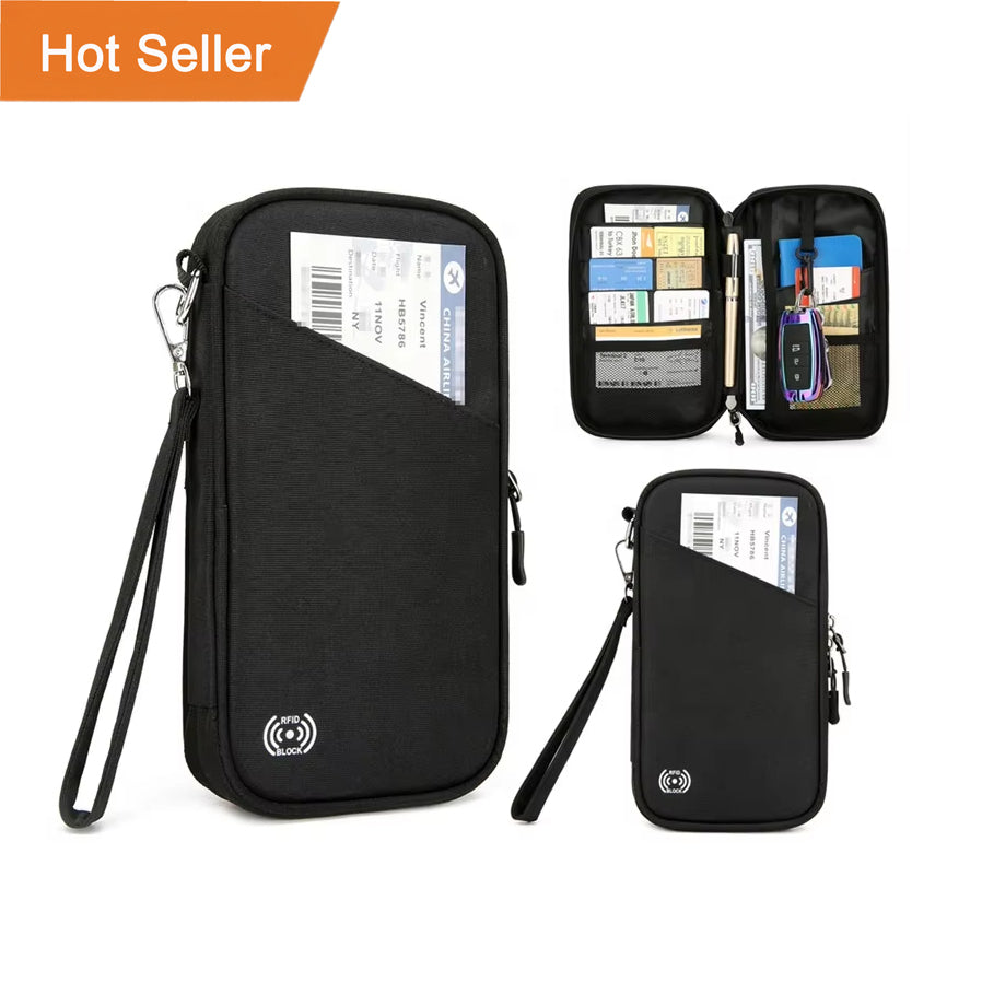 Unisex Multi-Functional family Passport Holder, with Adjustable Shoulder Strap