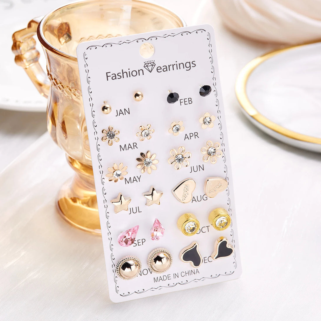 Little Love Stud Earrings – 12 Pairs