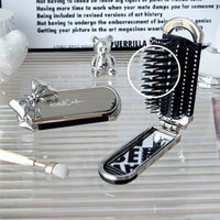 Folding Hair Brush with Mirror
