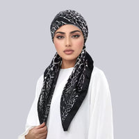 Elegant Black & White printed head scarf,