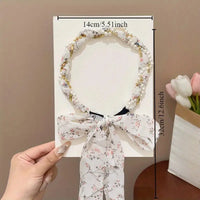 Elegant Floral Ribbon Bowknot With Pearl Hair Band