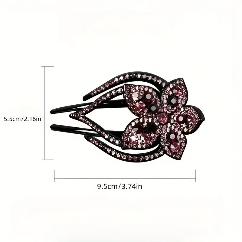 Elegant Rhinestone Flower Hair Clip for Women