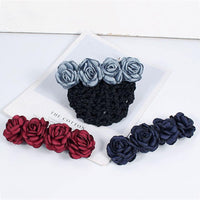 Rose Flower Hair Bun Net With Clip