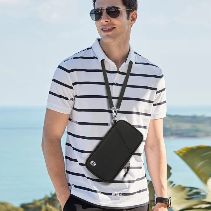 Unisex Multi-Functional family Passport Holder, with Adjustable Shoulder Strap