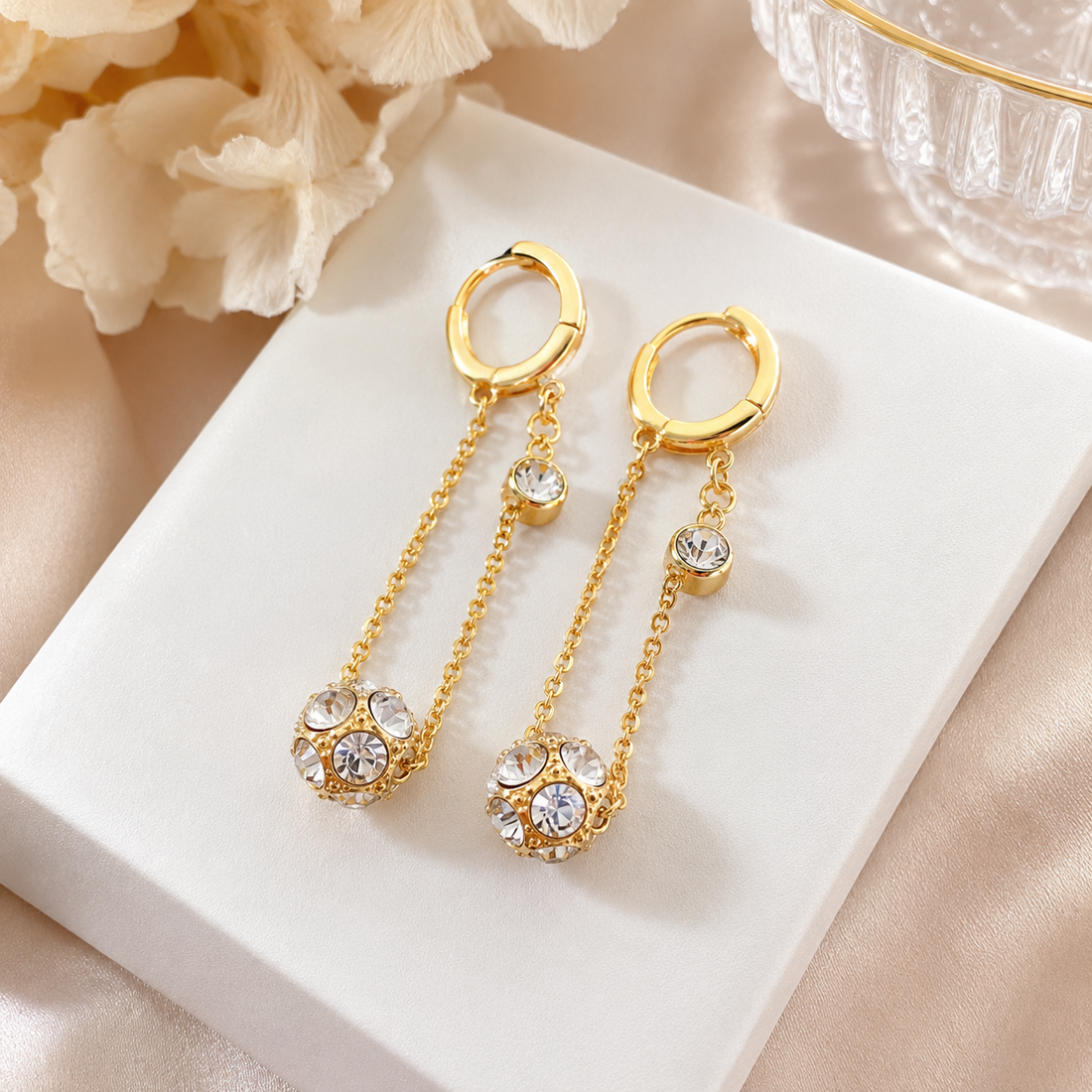 Crystal Dangling Bloom Earrings