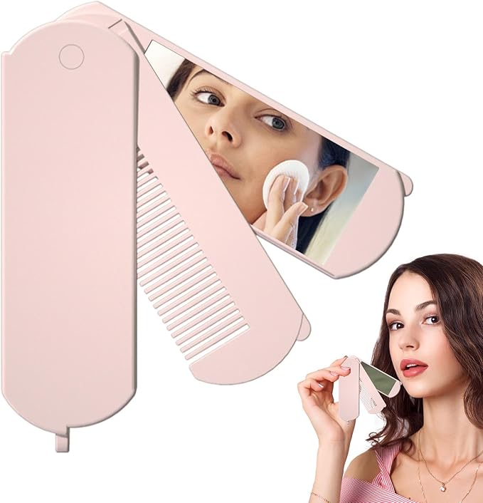 Mini Folding Mirror Comb Keychain