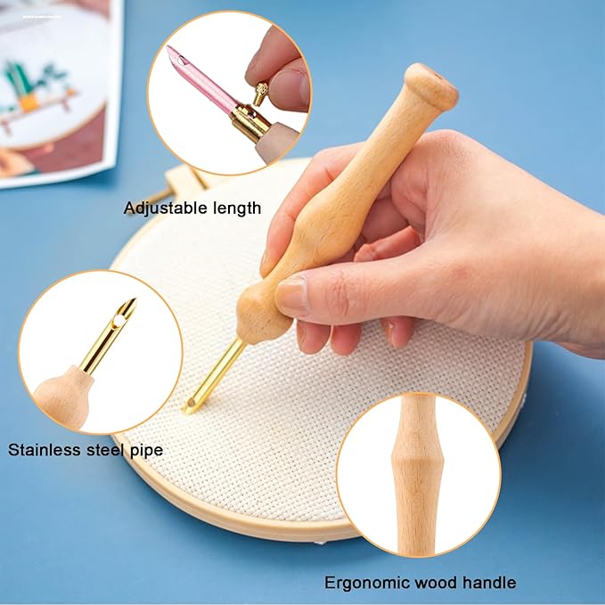 Wooden Handle Embroidery Pen Punch Needle