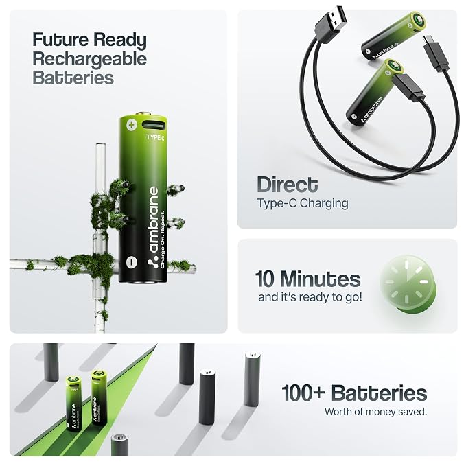 USB Type-C Rechargeable AA Battery