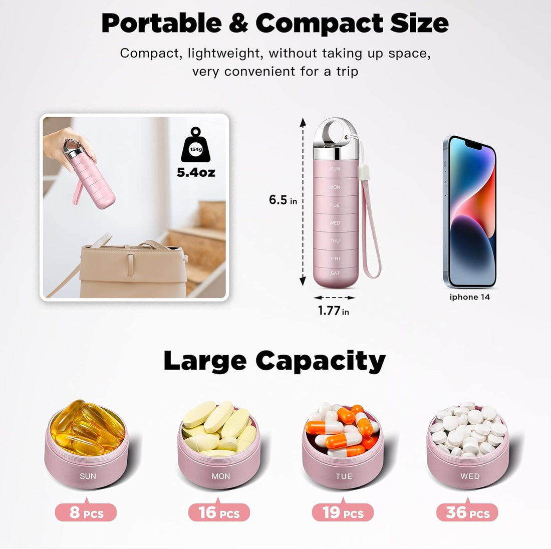 7-Day Pill Case Tablet Organizer