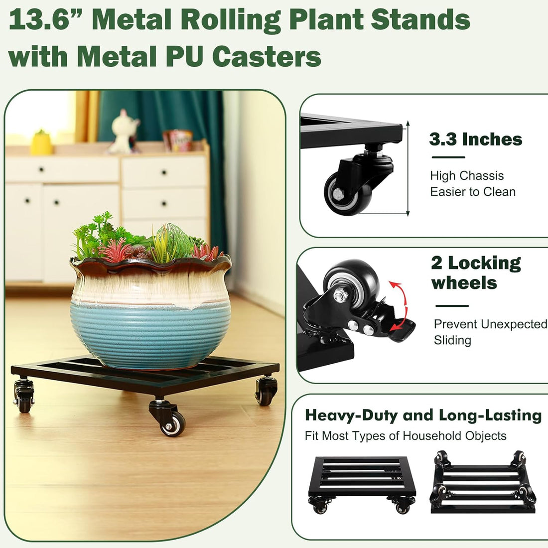 Caddy with Heavy Duty Wheel Plant Stand