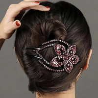Elegant Rhinestone Flower Hair Clip for Women