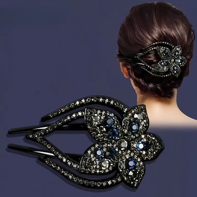 Elegant Rhinestone Flower Hair Clip for Women