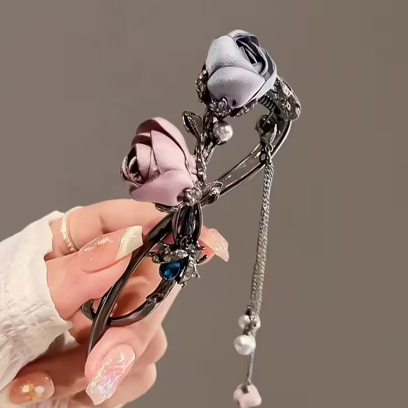 Elegant Rose Alloy Twist Hair Clip