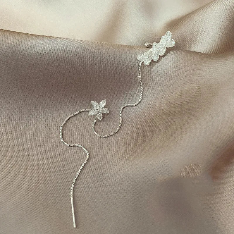 Crystal Bloom Tassel Earrings