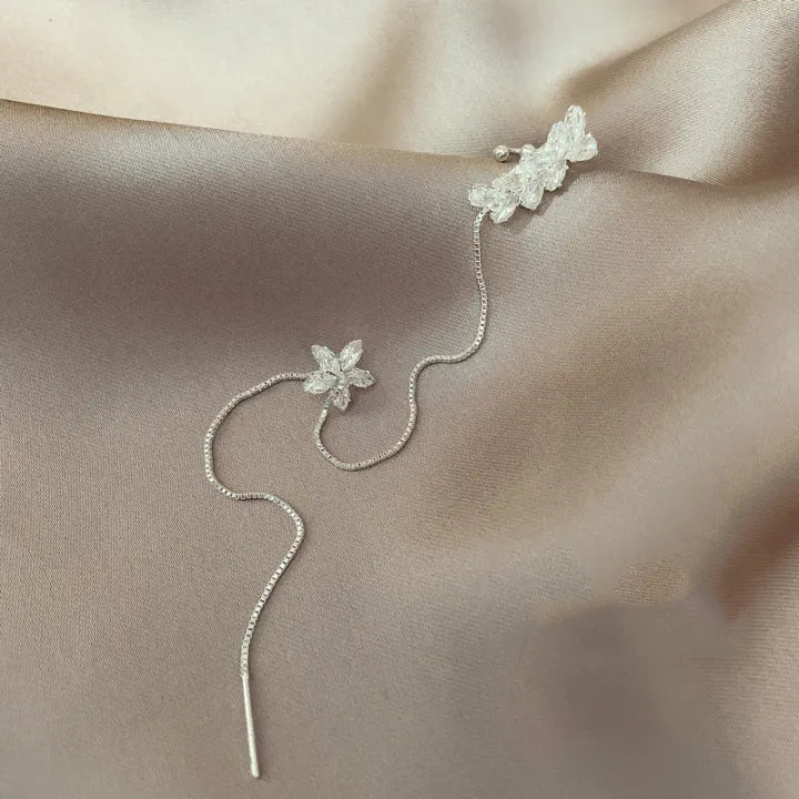 Crystal Bloom Tassel Earrings