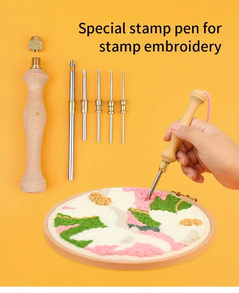 Wooden Handle Embroidery Pen Punch Needle