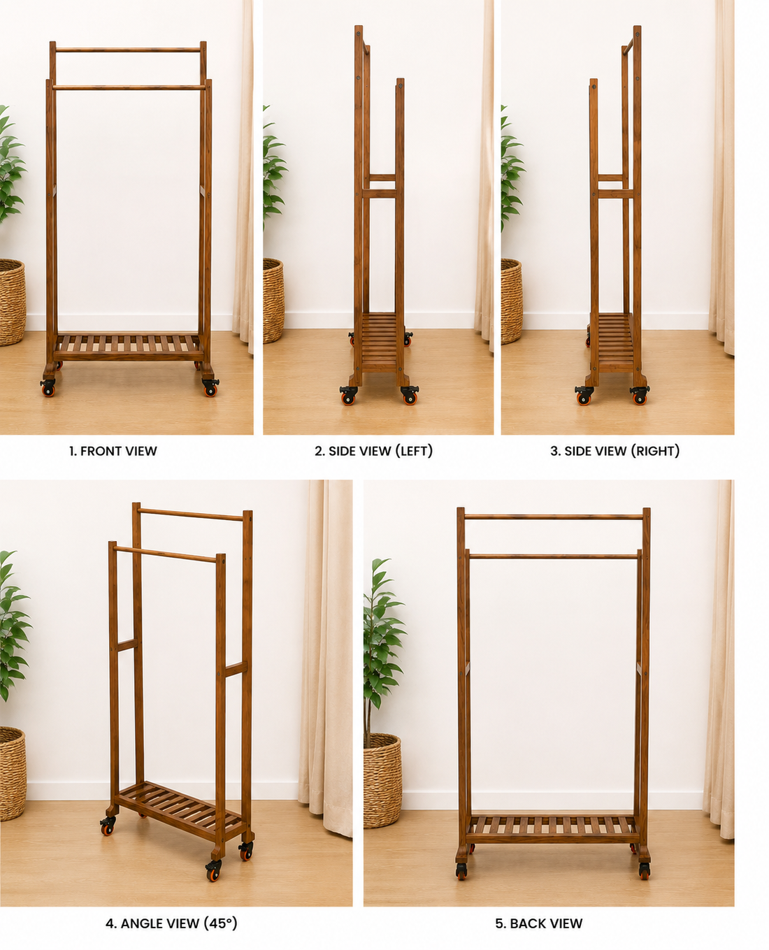 MultiCloth Double Hanging Wooden Stand