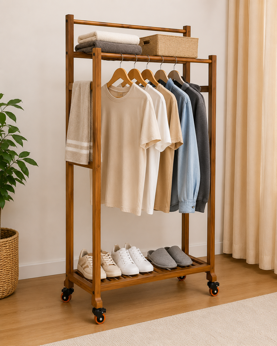 MultiCloth Double Hanging Wooden Stand