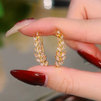 Crystal Leaf Ear Climber Earrings