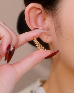Crystal Leaf Ear Climber Earrings