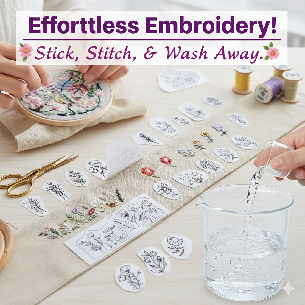 Stick and Stitch Flower Pattern Water Soluble