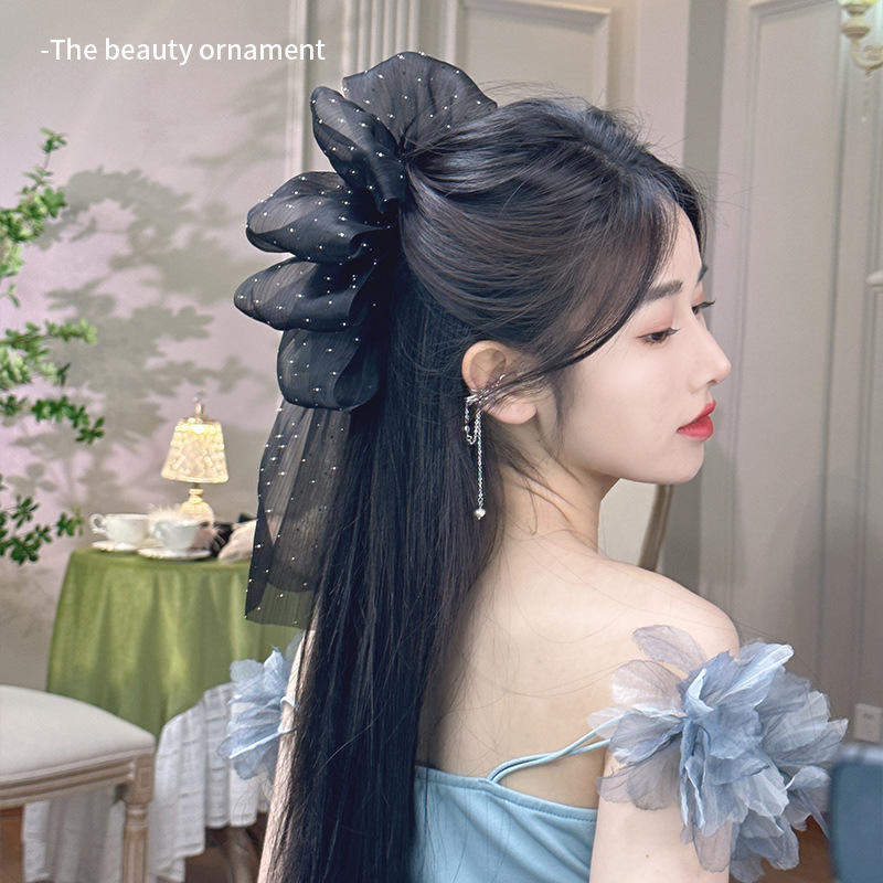 Sweet Style Mesh Bow Ponytail Clip