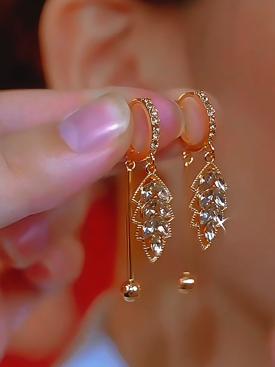 Royal Leaf Crystal Earrings