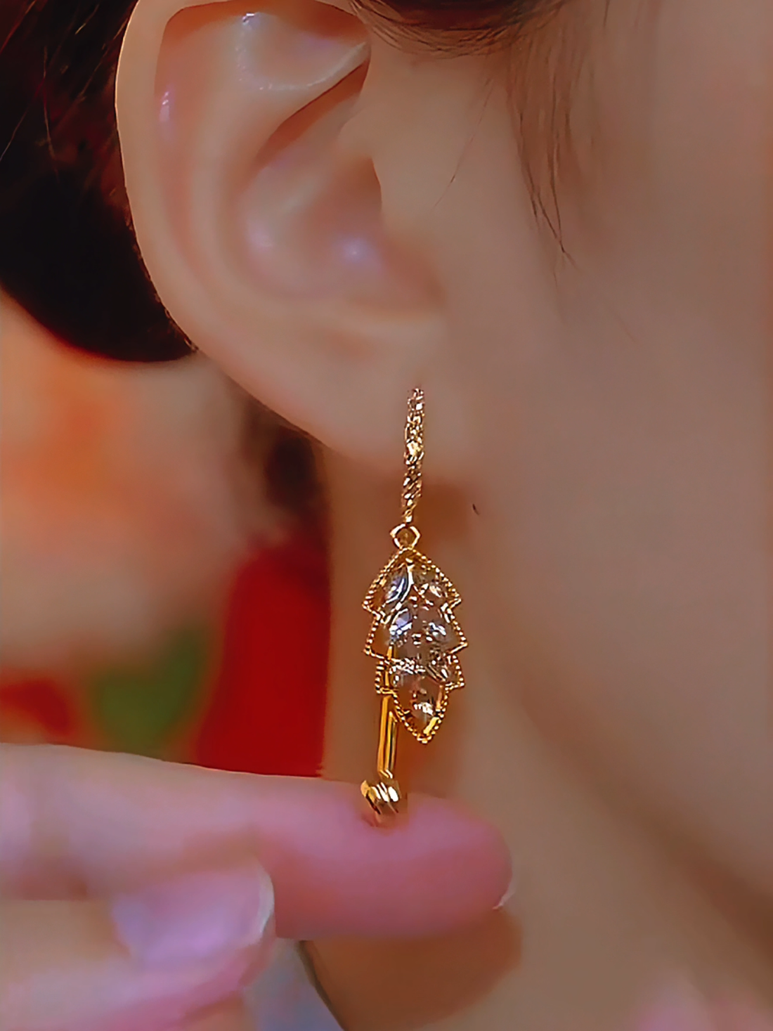 Royal Leaf Crystal Earrings