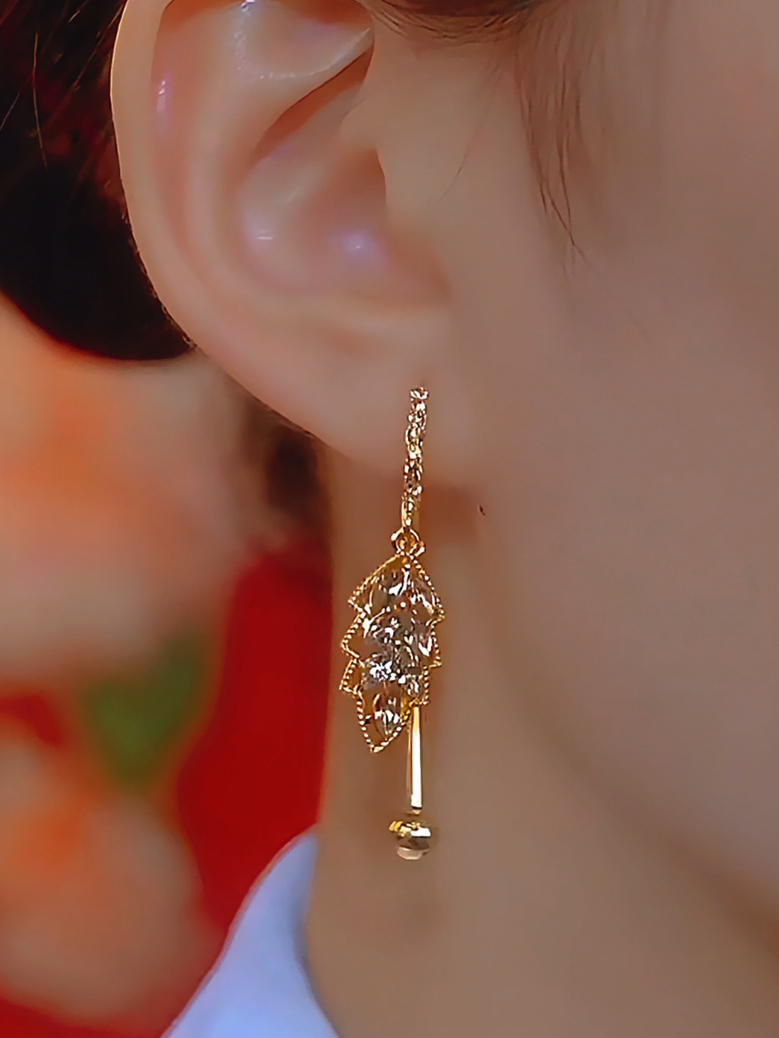 Royal Leaf Crystal Earrings