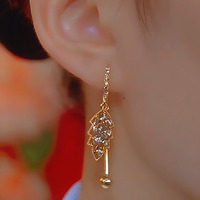 Royal Leaf Crystal Earrings