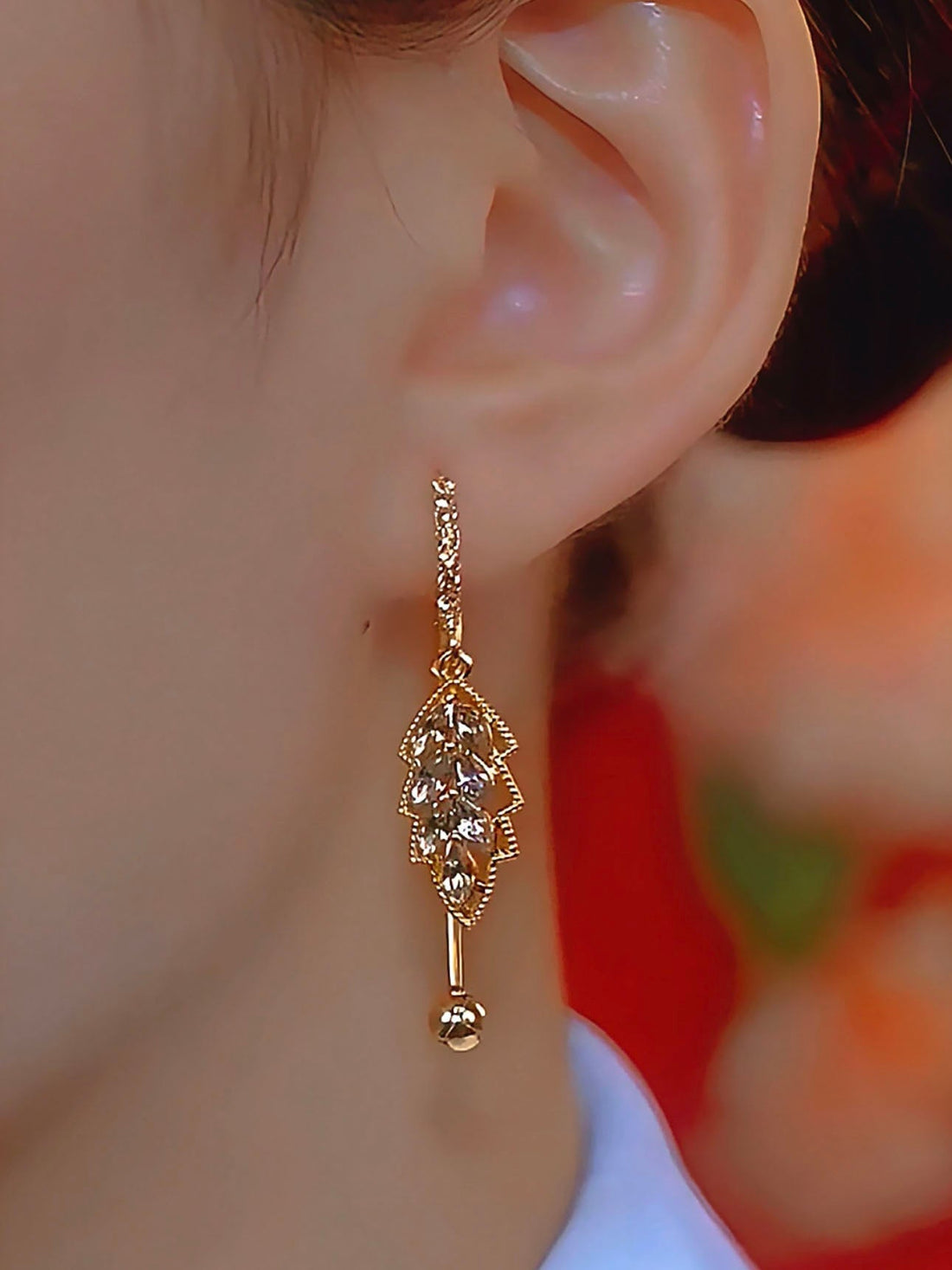 Royal Leaf Crystal Earrings