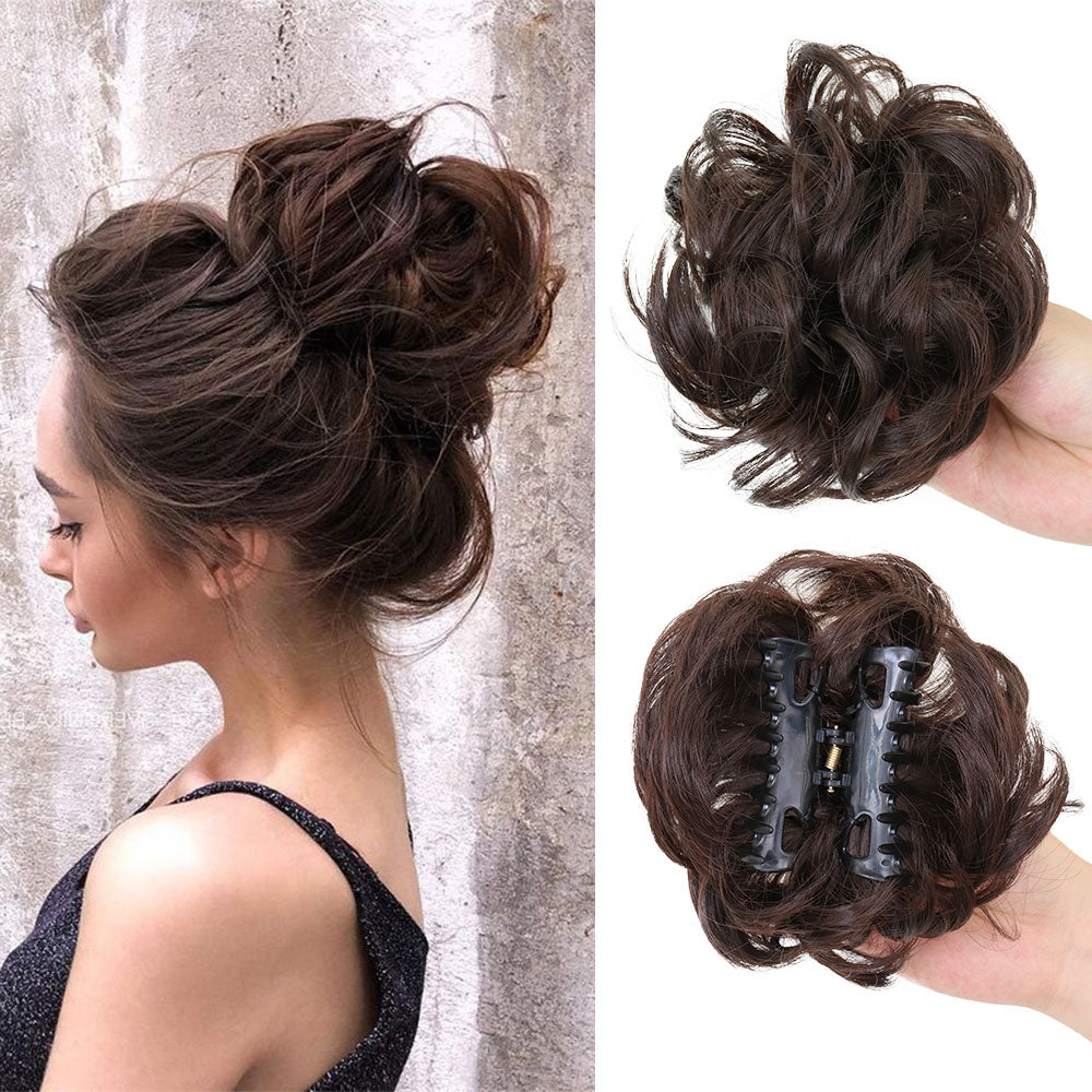 Synthetic Hair Bun Claw Clip