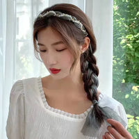 Elegant Floral Ribbon Bowknot With Pearl Hair Band
