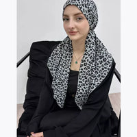 Elegant Black & White printed head scarf,