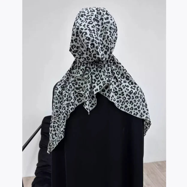 Elegant Black & White printed head scarf,