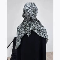 Elegant Black & White printed head scarf,