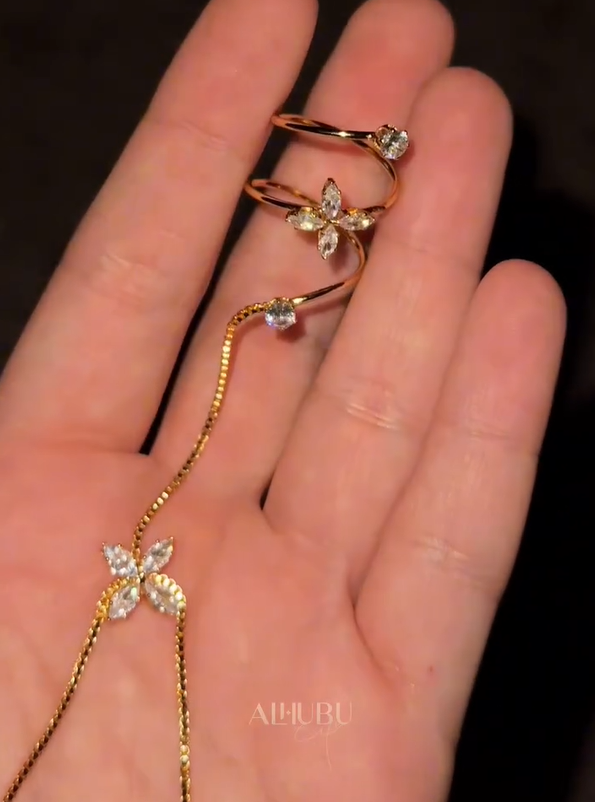 Golden Glow Butterfly Wrap Ring