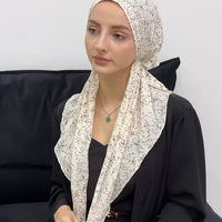 Elegant Black & White printed head scarf,